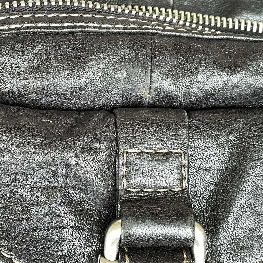 Vintage Fossil Black Leather Crossbody Bag Purse SOFT Shoulder 2 Zipper READ